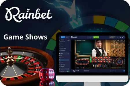 Rainbet live game shows section featuring with live hosts.