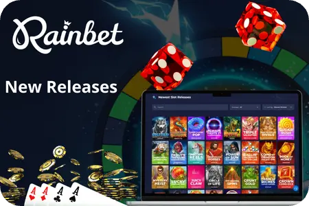 Rainbet new releases section displaying recently added slot titles from top providers in the game lobby.