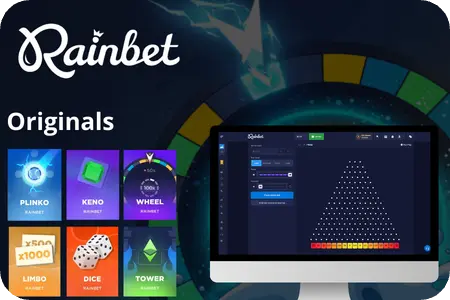 Rainbet originals lobby with provably fair.